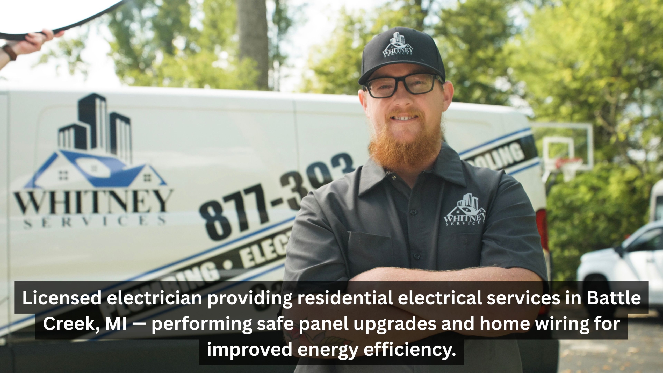 Whitney Services technician offering residential electrical services in Battle Creek, MI. trusted expert for electrical services near me including panel upgrades and wiring.